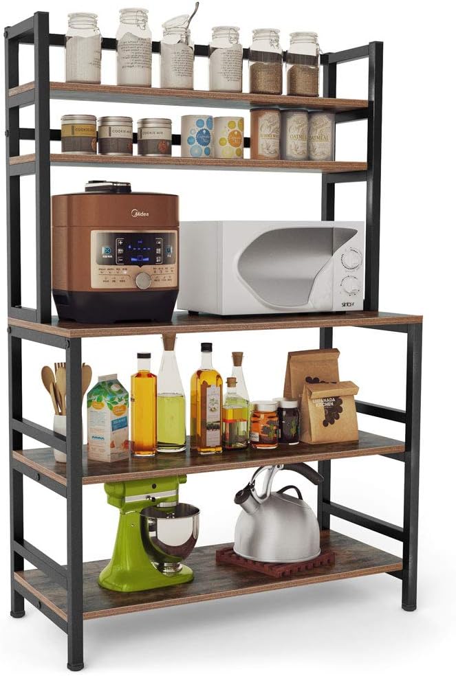 5-Tier Rustic Brown Kitchen Bakers Rack C526