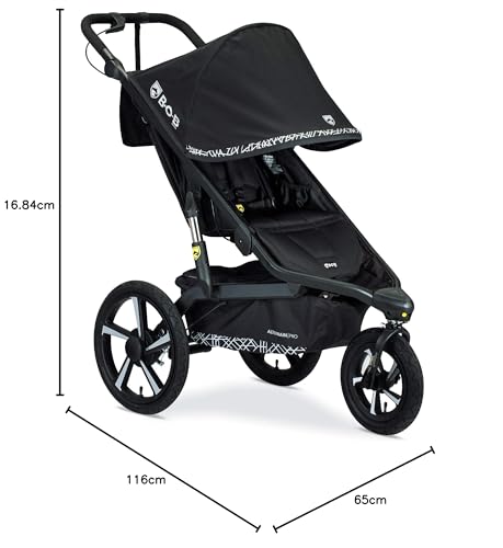 Black Jogging Stroller with Snack Tray and Handlebar Console U5529