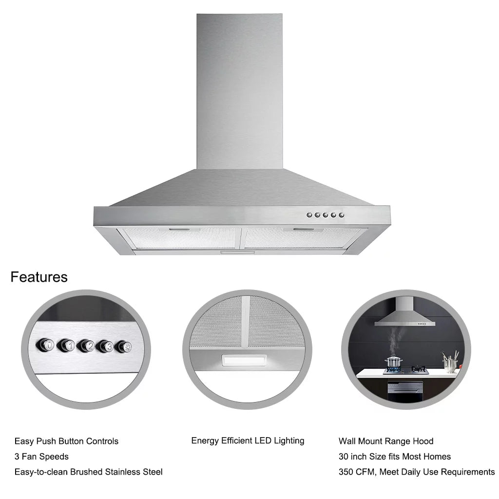 30 inch Stainless Steel Wall Mount Range Hood B297149