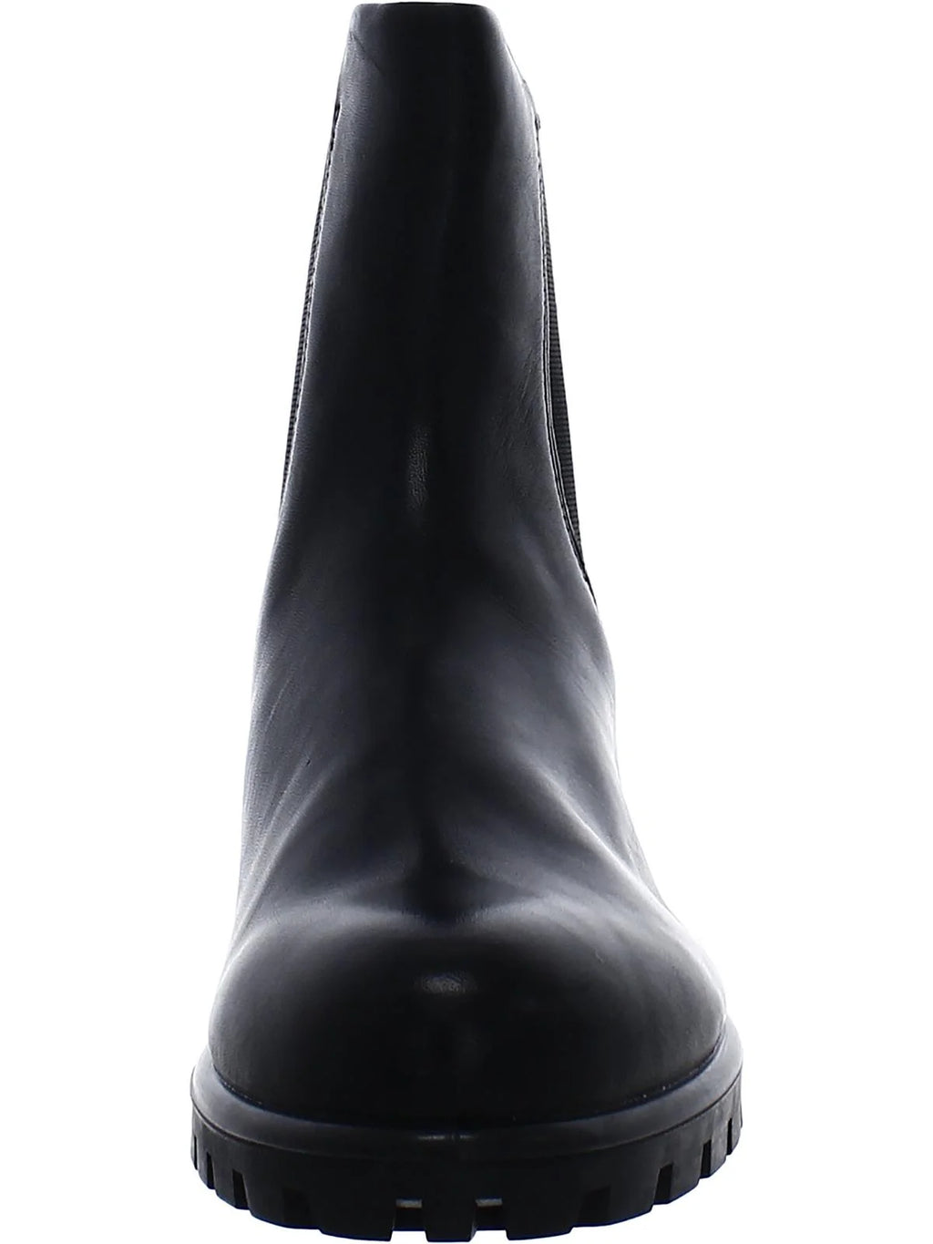 Black Cushioned Lug Sole Round Toe Leather Chelsea X96220