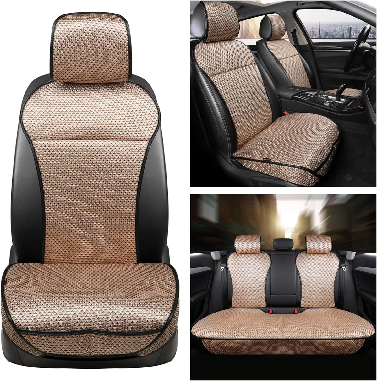 Beige Full Set Car Seat Cover J51746