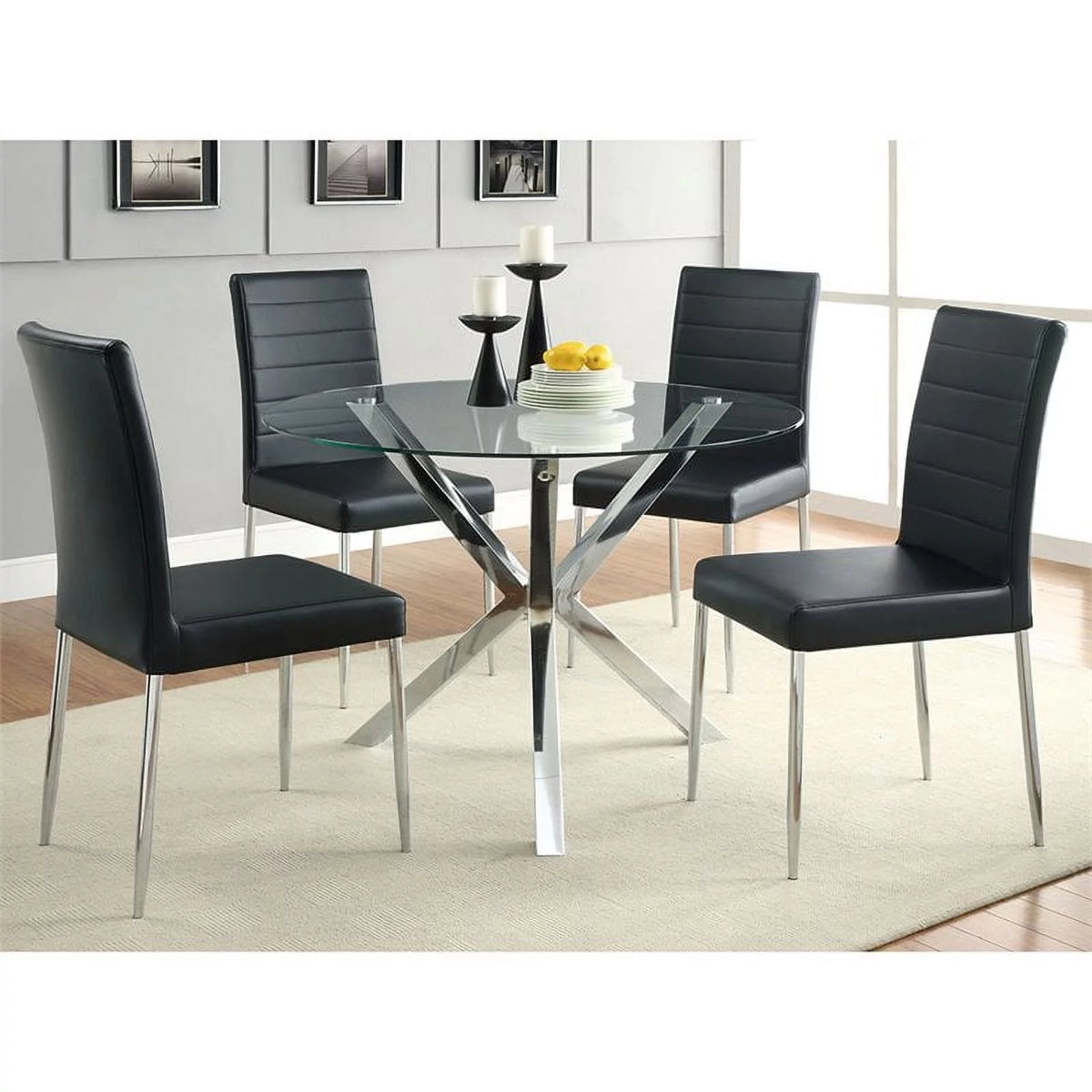 5 Piece Round Glass Top Dining Table and 4 Chairs P928615