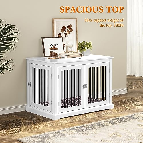 White Dog Crate Furniture with Cushion S121695