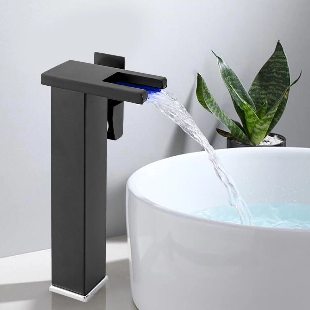 Black Wall Mount Waterfall Sink Faucet L5851