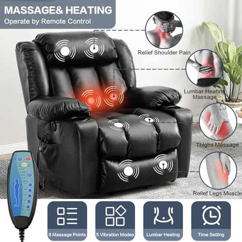 Ochre Leather Power Lift Recliner Chair with Massage & Heat K487189
