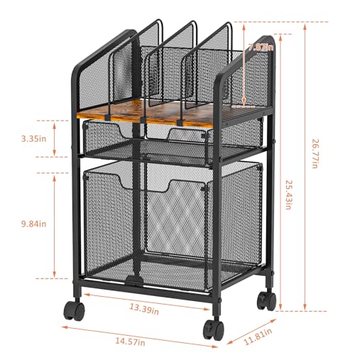 White Rolling File Cabinet with Adjustable Dividers M6980