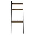 Rectangular Walnut Wood 2-Shelves Ladder Desk with Power X969