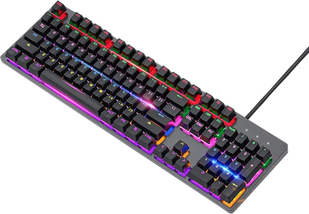 Wired Mechanical Gaming Keyboard Rainbow Backlit 104 Keys Pack of 2 B888