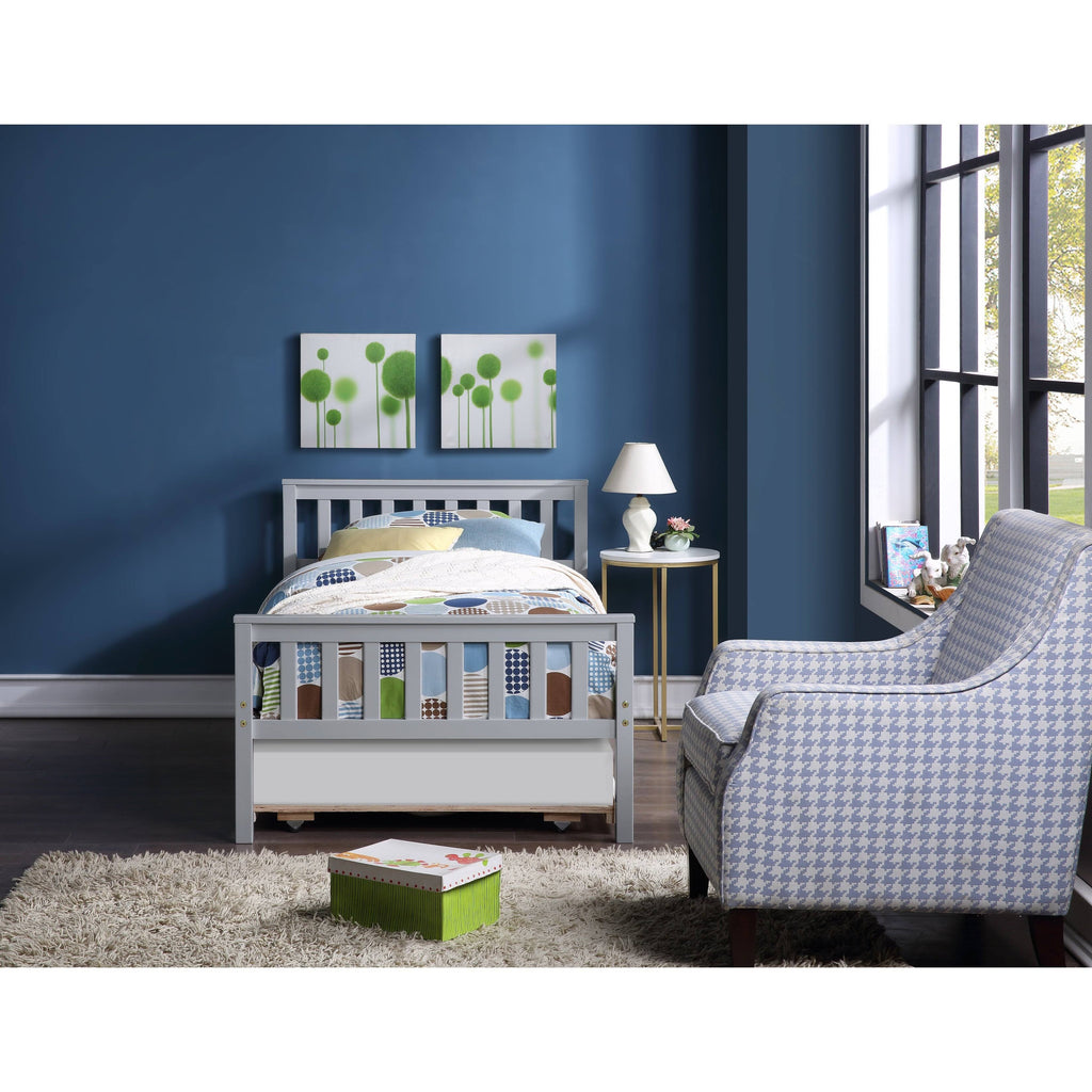White Twin Bed with Trundle M577