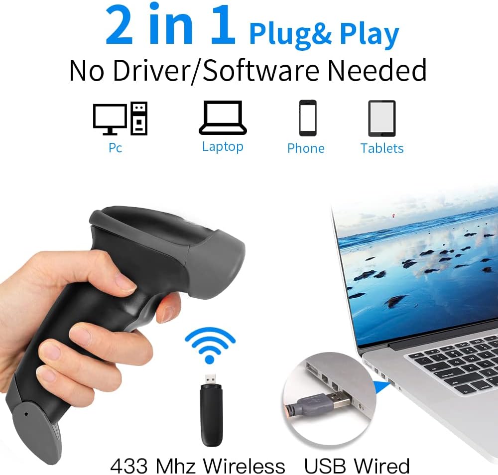 Wireless Bar Code Scanner 2 in 1 Pack of 2 U564948
