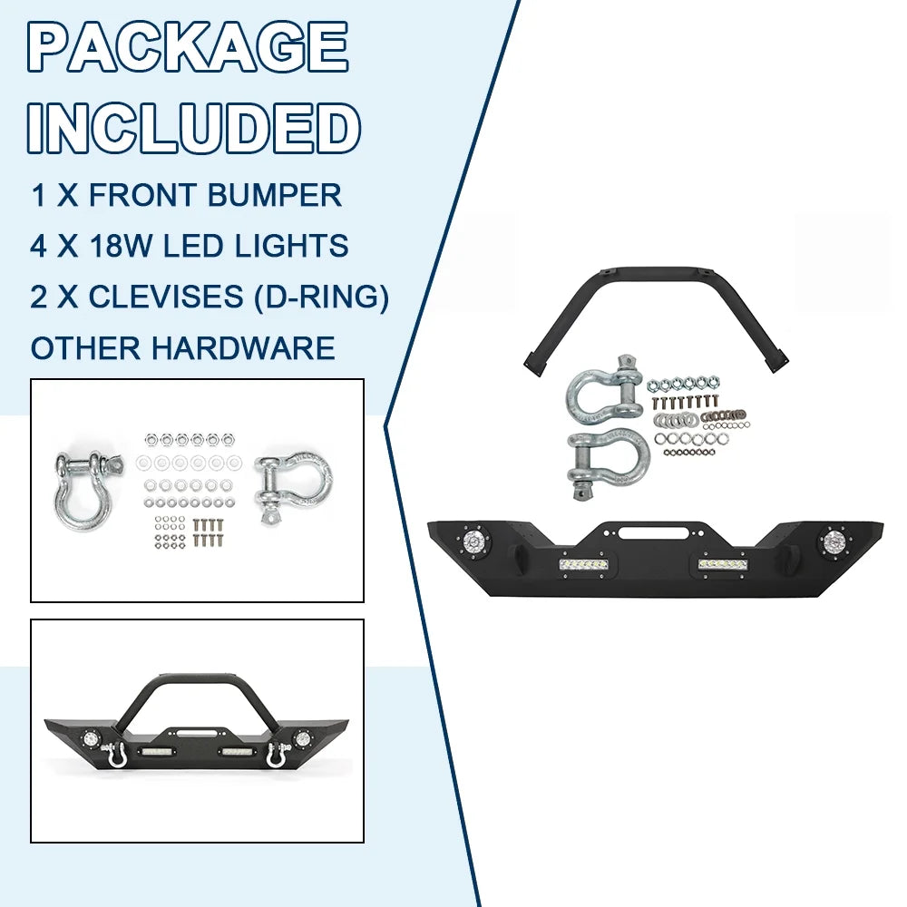 Front Bumper with Winch Plate LED Lights D-rings O684