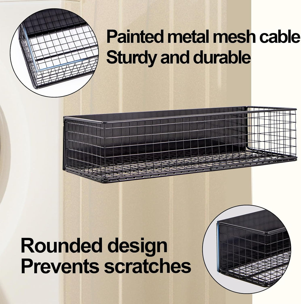 Black Magnetic Wire Mesh Shelf, 13.77" x 5.11" x 3.26" H99857