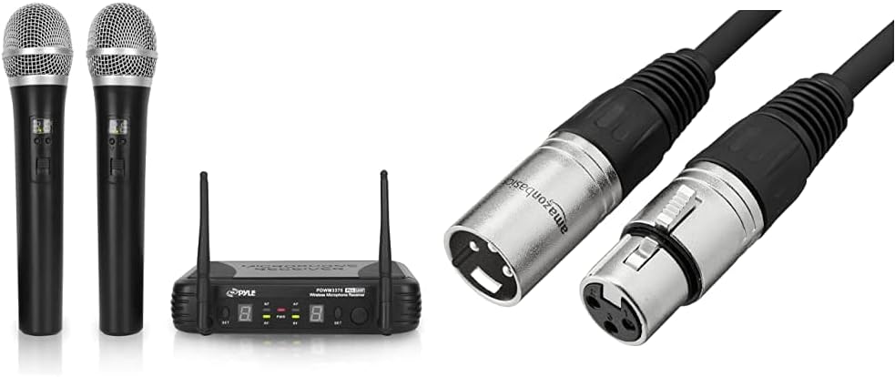 Dual UHF Band Wireless Handheld Microphone System with 2 Mics N554527