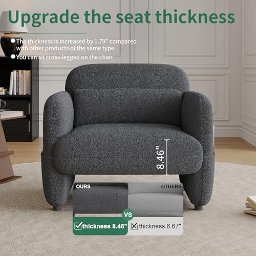 Oversized Sherpa Armchair with Waist Pillow D1651