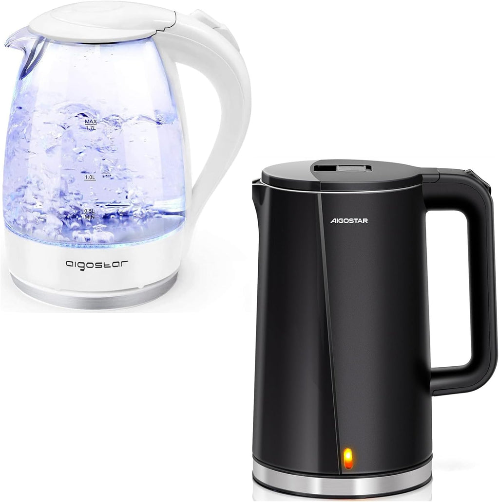 1.7 Liter Electric Kettle with High Borosilicate Glass and 304 Stainless Steel Interior R366