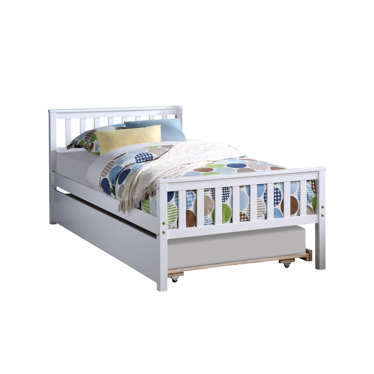 White Twin Bed with Trundle M577