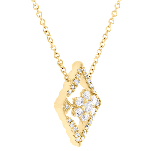 14K Yellow Gold Diamond Geometric Cluster Necklace 18" J2456