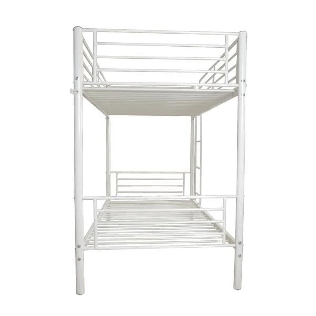 Twin Over Full Bunk Bed with Ladder and Guardrail White L487391