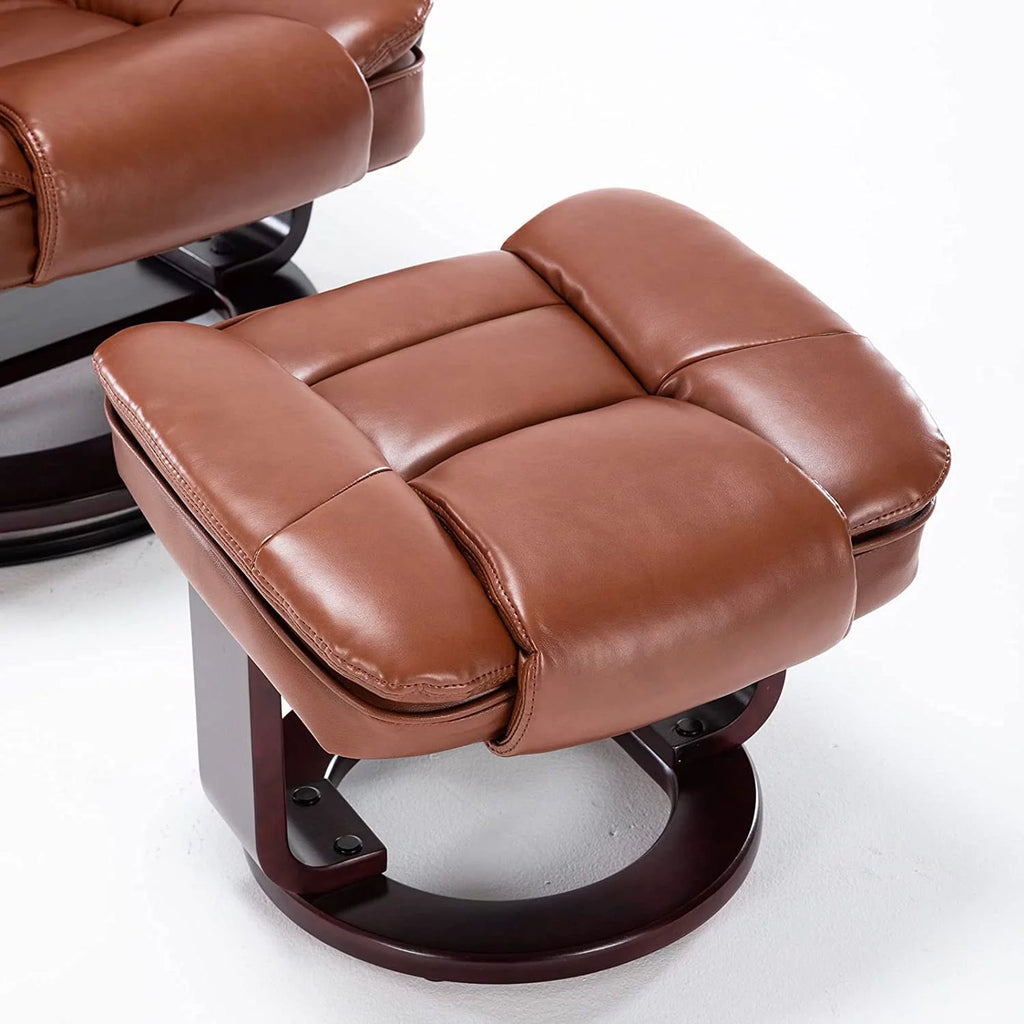 Brown Faux Leather Recliner with Ottoman U5593