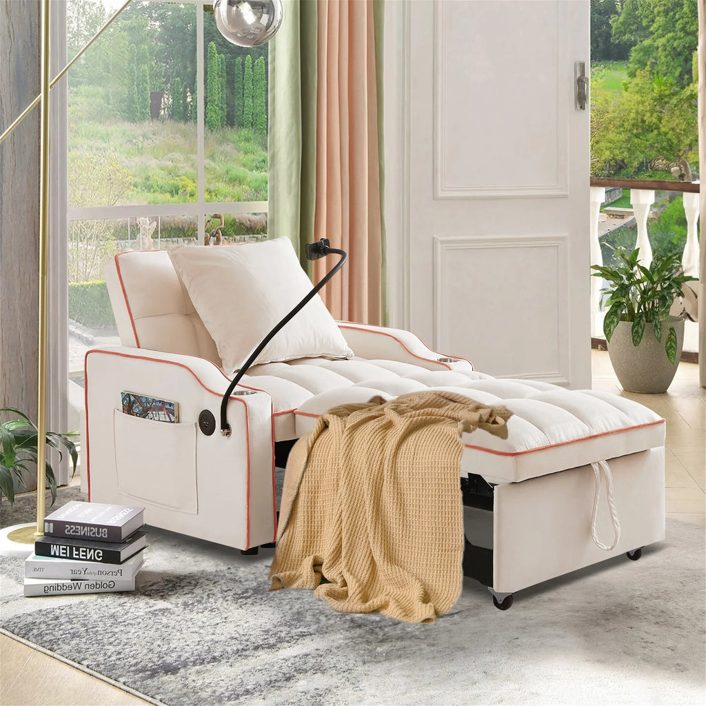 Beige Sleeper Chair Bed O17799