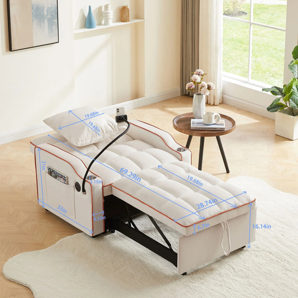 Beige Sleeper Chair Bed O17799