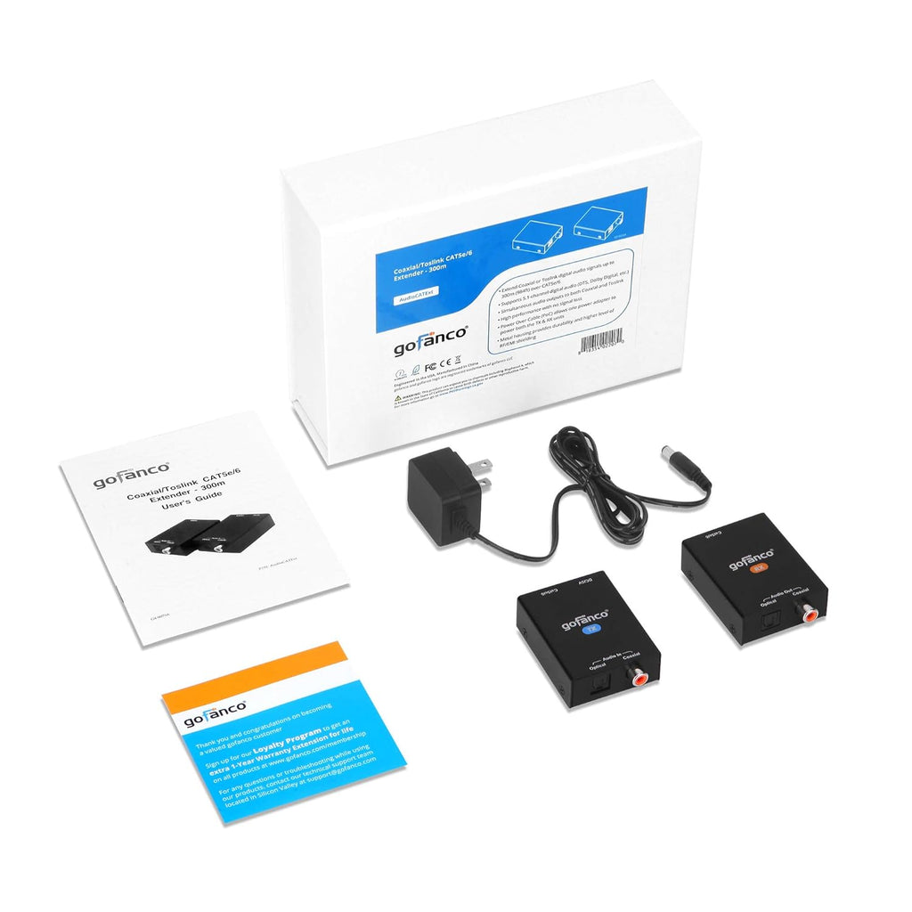 Coaxial Optical Toslink Digital Audio Extender Over CAT5e CAT6 Ethernet Balun V170