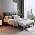 PU Leather Upholstered Platform Bed Frame Full/Queen Size Black N3381