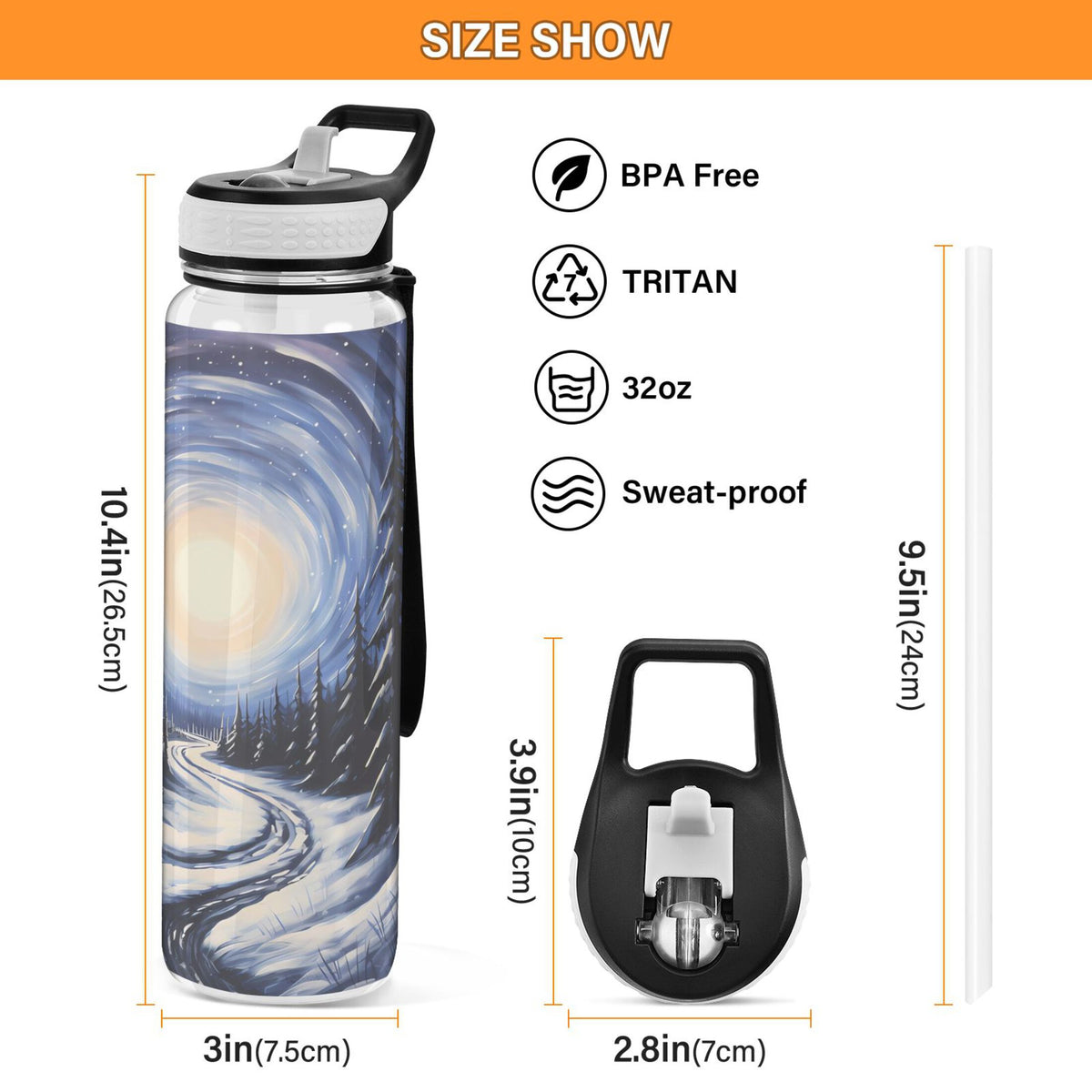 32oz Tritan Leakproof Clear Sports Water Bottle P204