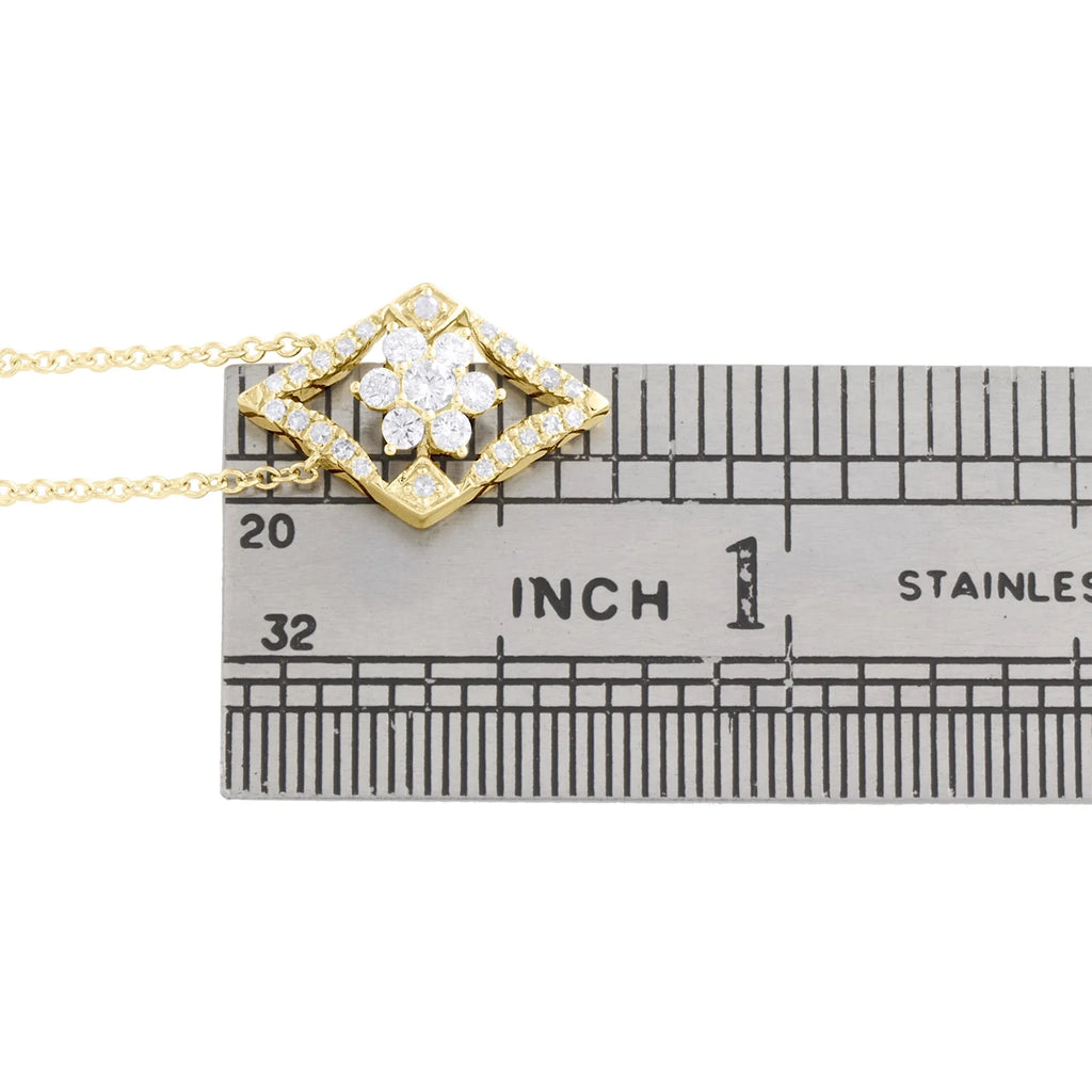 14K Yellow Gold Diamond Geometric Cluster Necklace 18" J2456