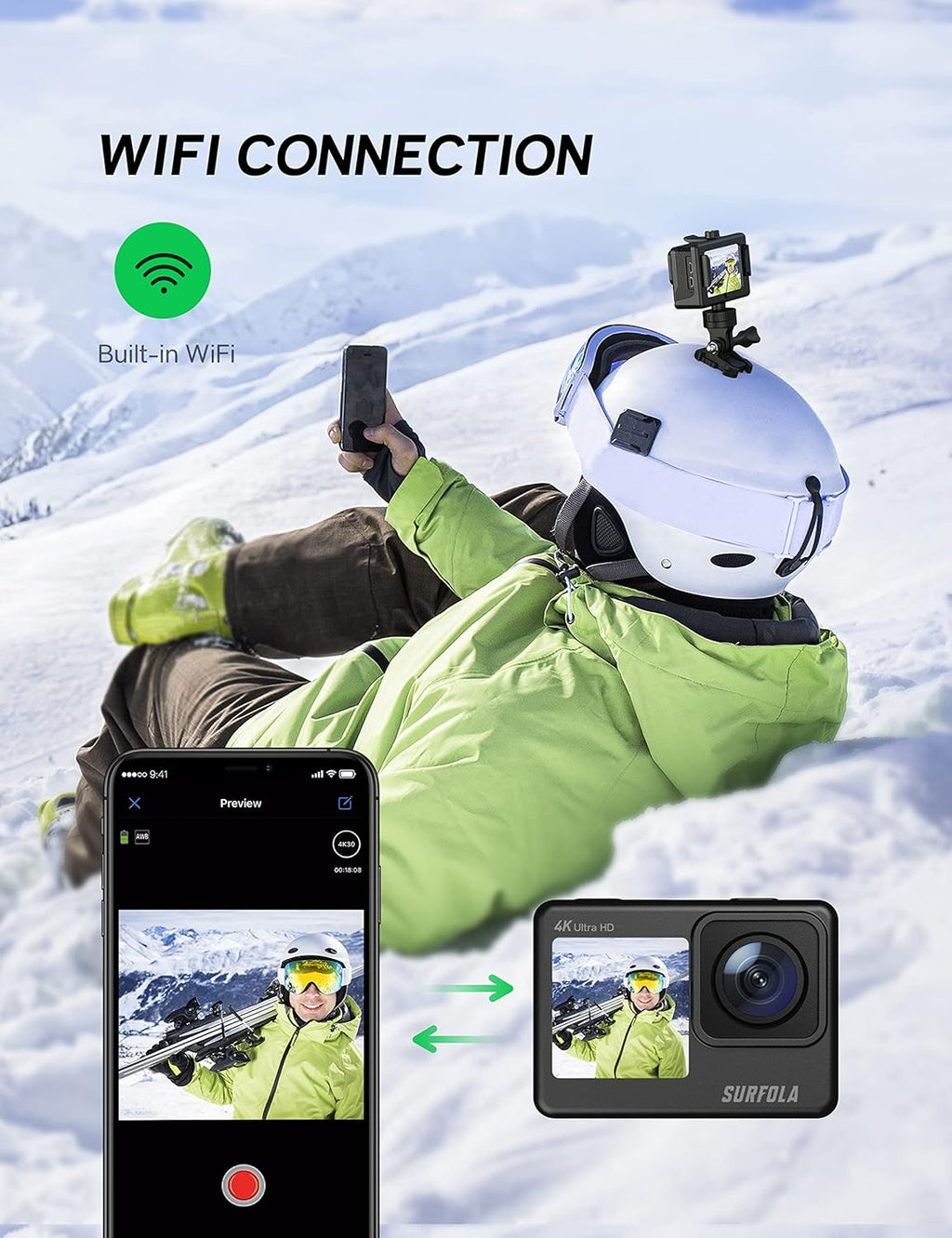 4K 24MP Dual Screen WiFi Waterproof Action Camera with Remote Control R344826