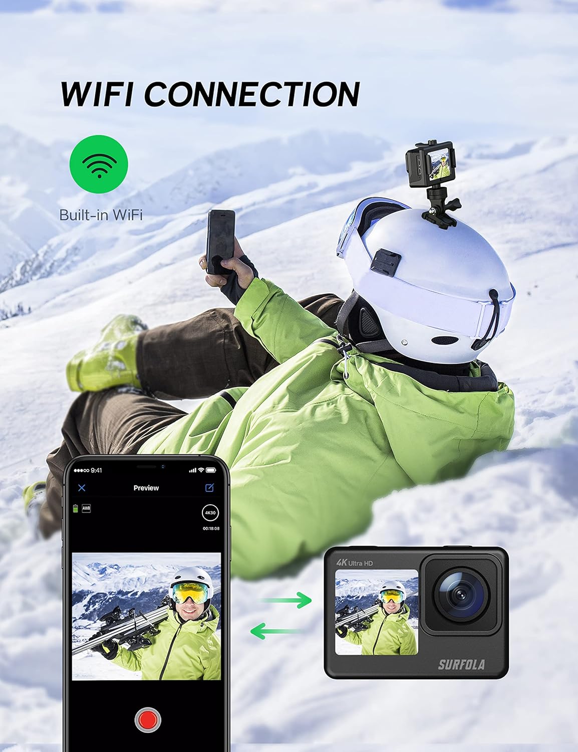 4K 24MP Dual Screen WiFi Waterproof Action Camera with Remote Control R344826