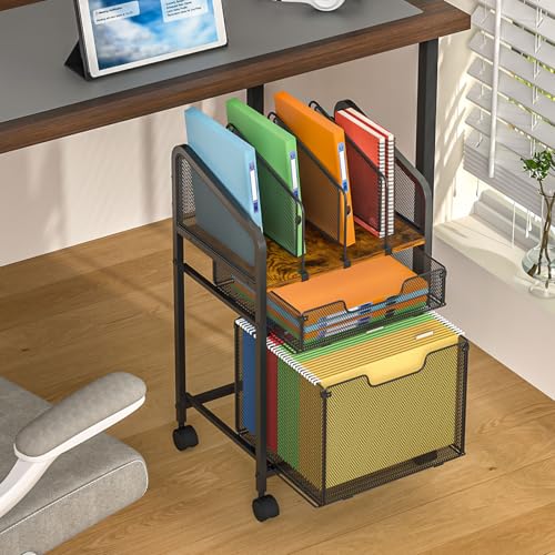 White Rolling File Cabinet with Adjustable Dividers M6980