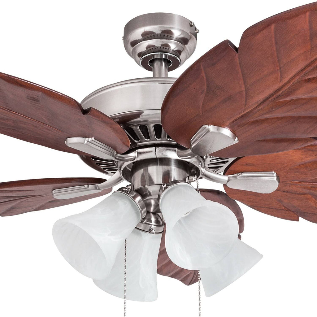 Brushed Nickel Ceiling Fan with Light, 3 Speed Remote E1737