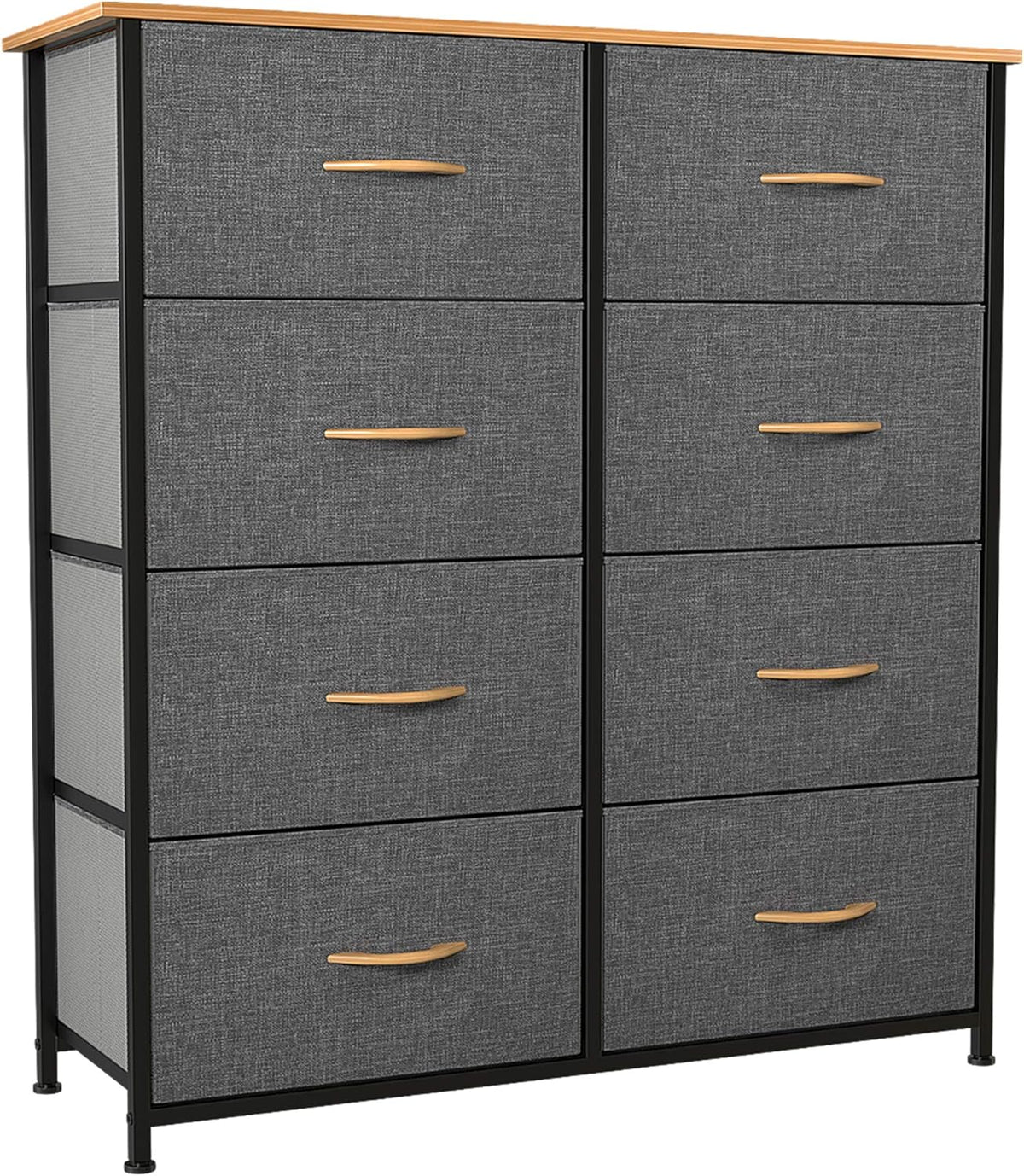 8 Drawer Fabric Dresser with Steel Frame and Wooden Top A46492