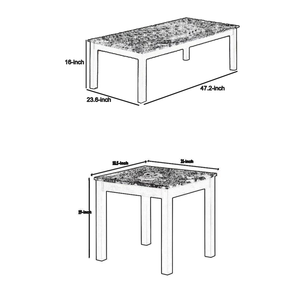 3 Piece Faux Marble Cocktail and End Table F508