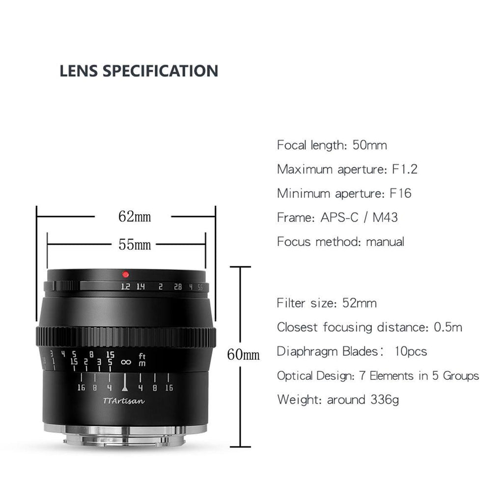 50mm f/1.2 APS-C Lens for MFT Mount Cameras X775988