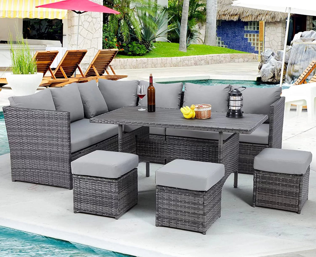 7 Piece Rattan Wicker Patio Conversation Set K377655
