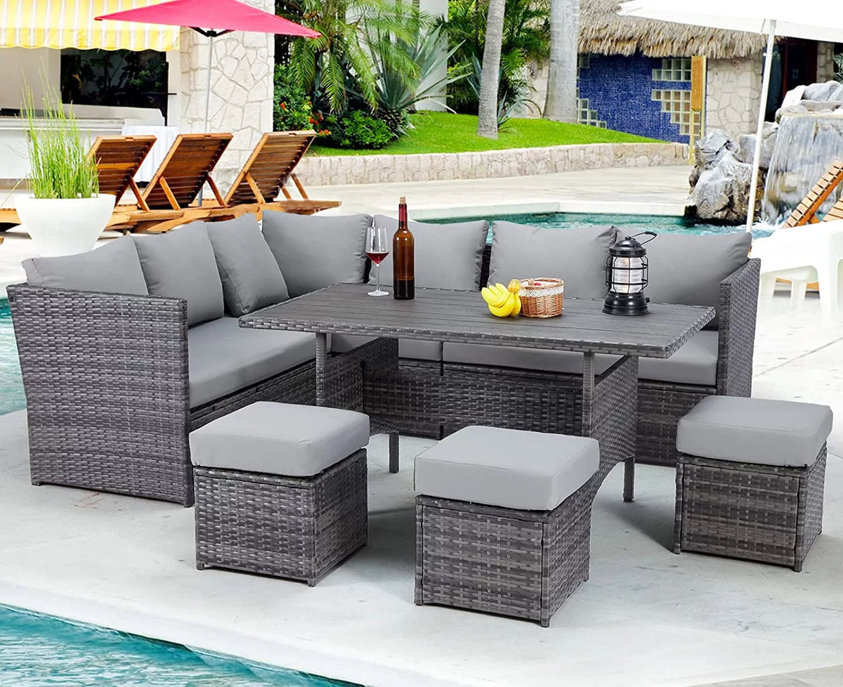 7 Piece Rattan Wicker Patio Conversation Set K377655