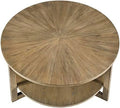 Round Solid Wood Coffee Table Yellowish Brown D928