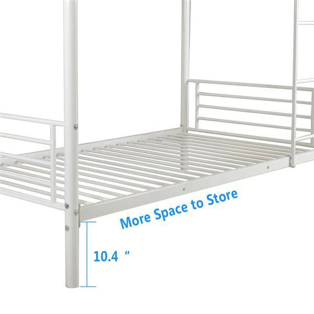 Twin Over Full Bunk Bed with Ladder and Guardrail White L487391