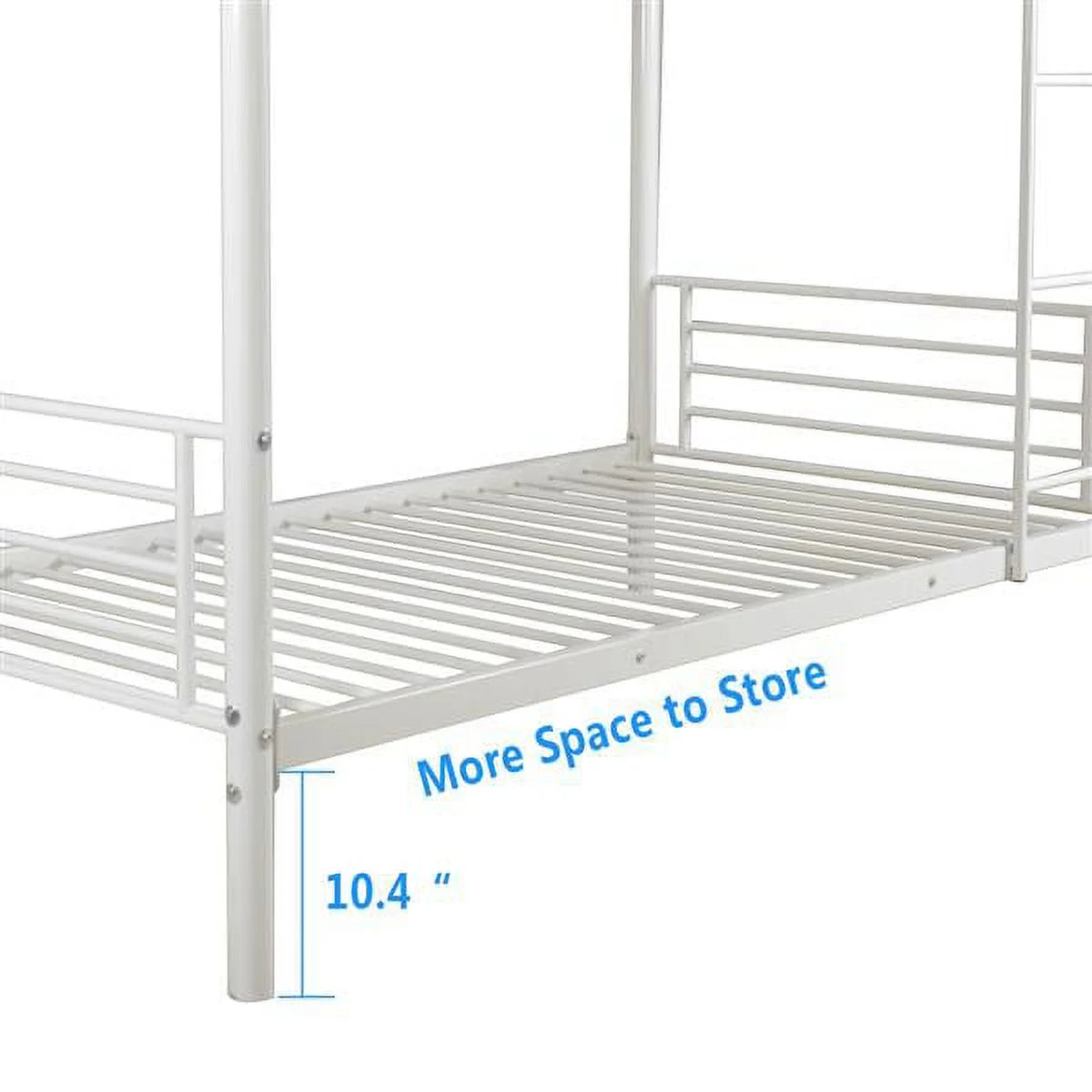 Twin Over Full Bunk Bed with Ladder and Guardrail White L487391