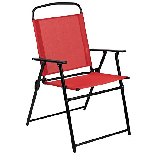 6-Piece Patio Dining Set with Glass Table, Folding Chairs, and Umbrella, Navy O4918