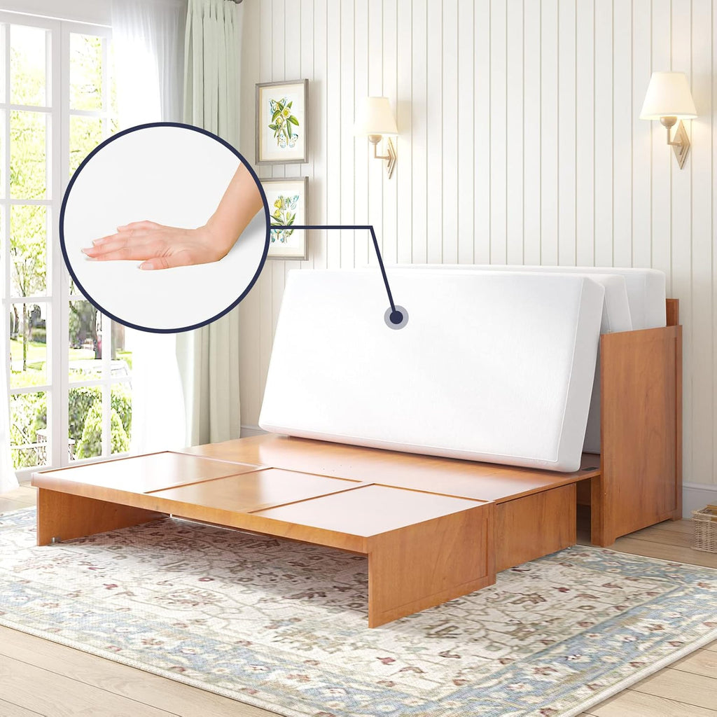 Cherry Murphy Cabinet Bed with Built-in USB Power Strip & 2 Drawers C9539