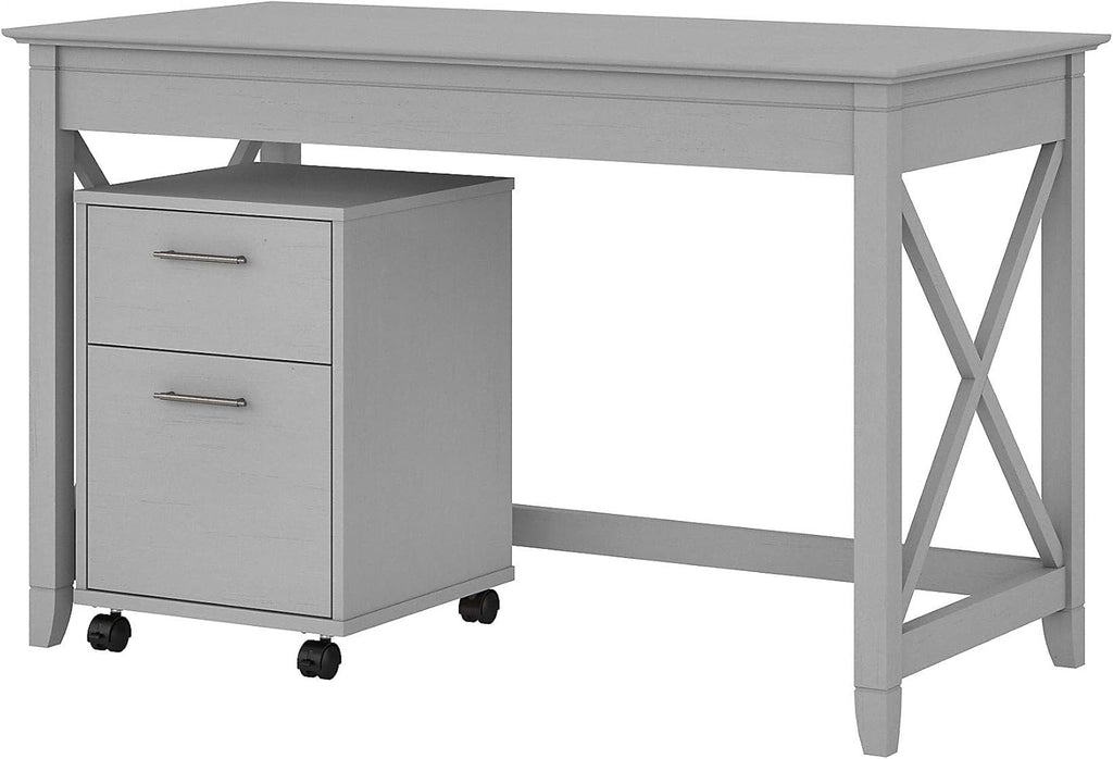 48W Dark Gray Hickory Writing Desk with 2 Drawer Mobile File Cabinet I292116