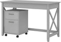 48W Dark Gray Hickory Writing Desk with 2 Drawer Mobile File Cabinet I292116
