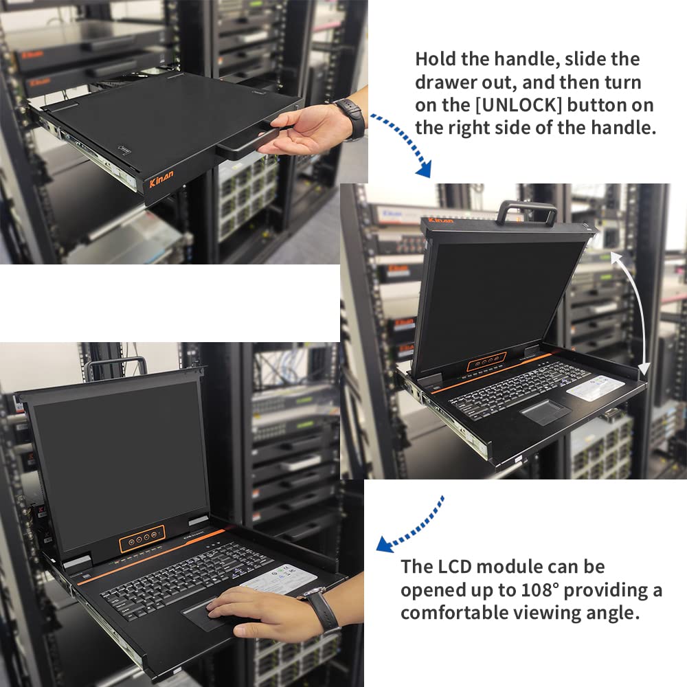19" LCD Rack Mount KVM Console with Keyboard and Touchpad, 1U, 1280×1024@60Hz K339007