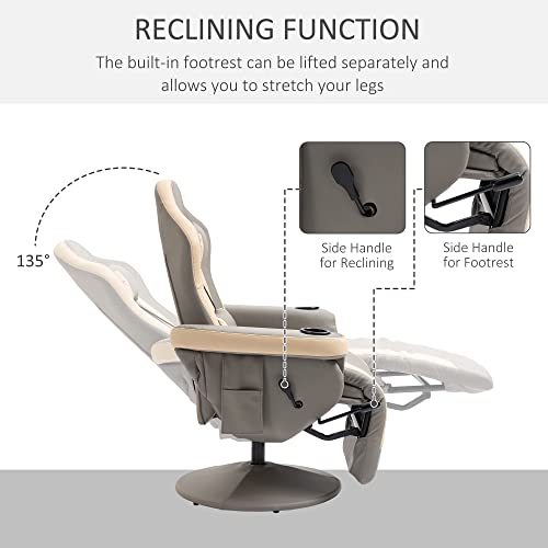 Manual Recliner Armchair PU Leather with Adjustable Leg Rest H283