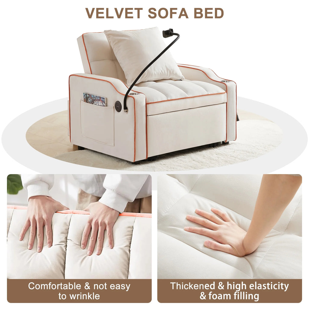Beige Sleeper Chair Bed O17799