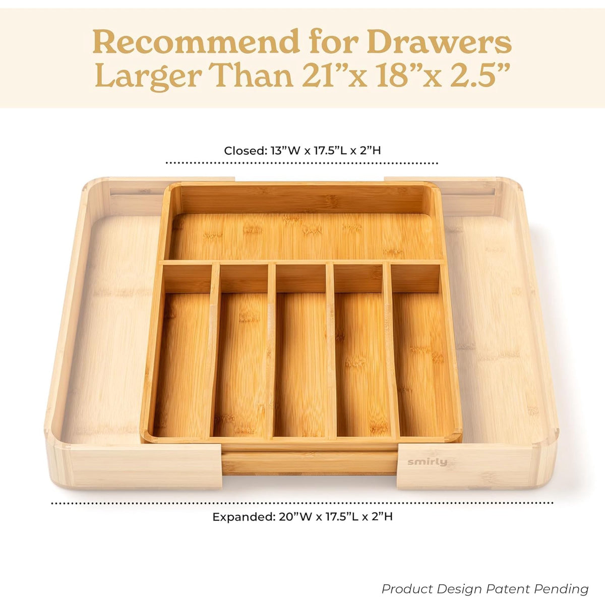 Bamboo Adjustable 8-Compartment Drawer Organizer C366