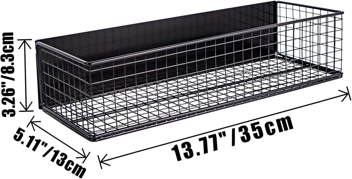 Black Magnetic Wire Mesh Shelf, 13.77" x 5.11" x 3.26" H99857